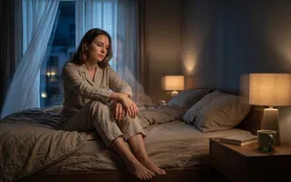 Mujer con insomnio por la noche