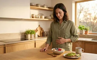 Mujer con síntomas de digestión lenta