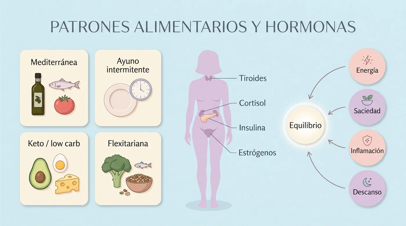 Infografía: relación entre patrones alimentarios y hormonas