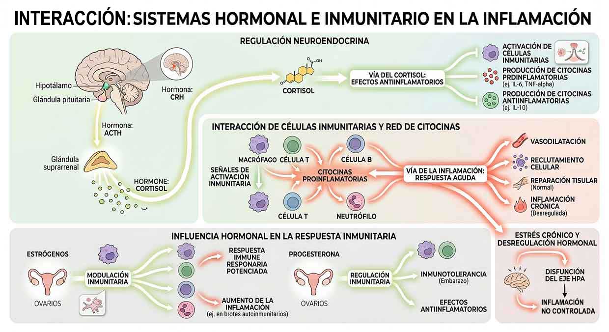Interacción sistema inmune ↔ hormonas