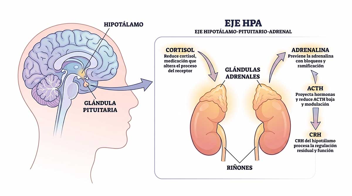 Diagrama del eje hipotálamo-pituitaria-adrenal